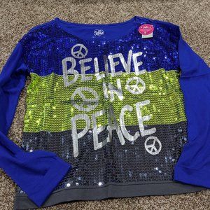 Justice Top - Blue, gold, gray; Size 20; NWT